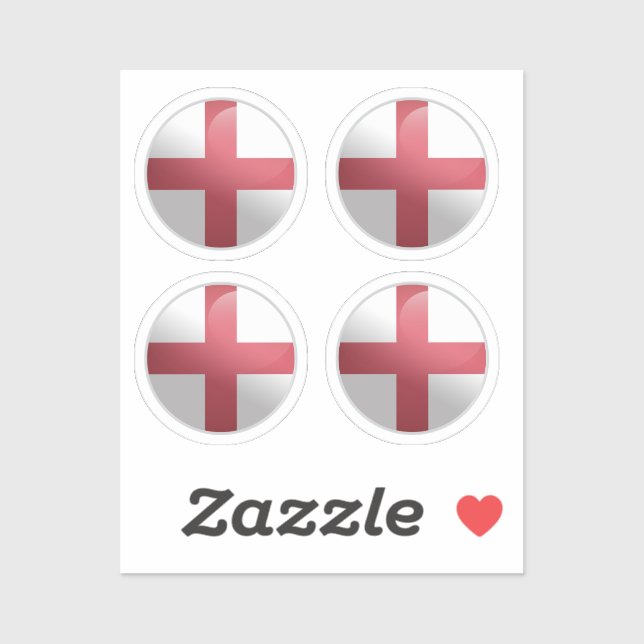 England Glossy Circle Flag Aufkleber (Blatt)
