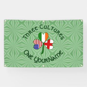 England Irland USA Kleeblatt Flagge Personalisiert Banner