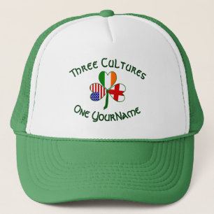 England Irland USA Shamrock Flag Personalisiert Truckerkappe