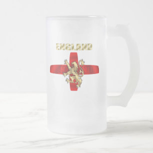England-Konturlogo und Löwefußballgeschenke Mattglas Bierglas