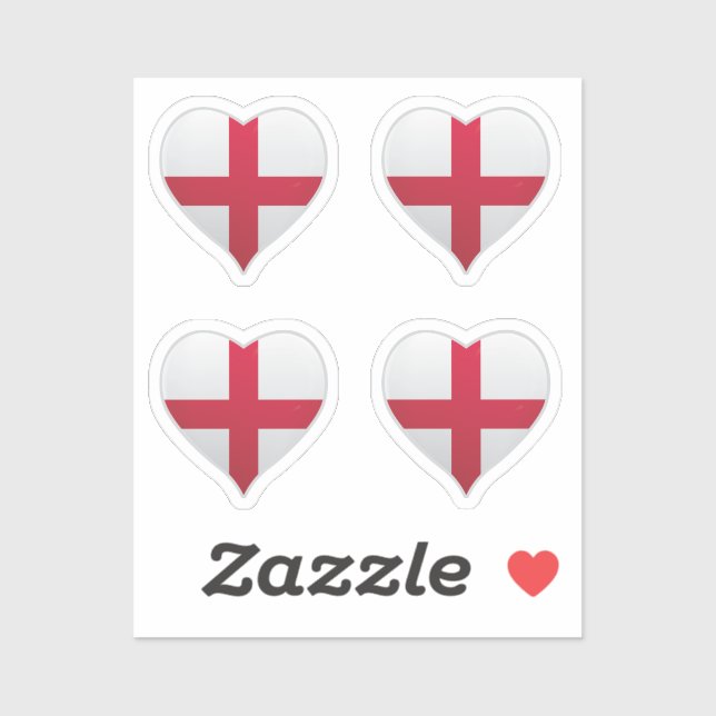 England Liebe Flaggenstempel Aufkleber (Blatt)