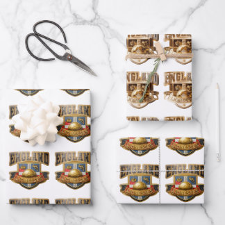 England Lionesses Color and Gold Wrapping Paper Geschenkpapier Set