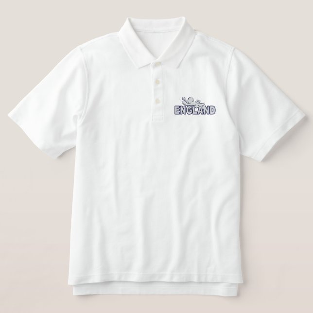 England Löwe bestickt Herren-Polo (Design Vorderseite)