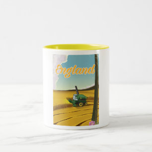 England Mähdrescher Reiseplakat Zweifarbige Tasse
