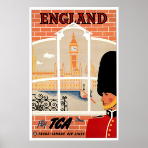 England Retro Travel Poster