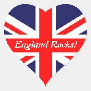 England Rocks - Union Jack Flag Herz-Aufkleber