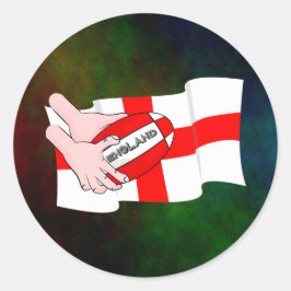 England Rugby Team Unterstützer Flag mit Ball Runder Aufkleber