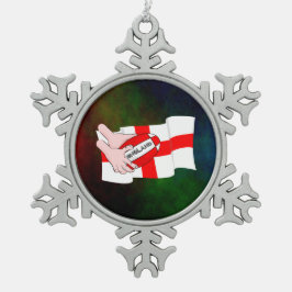 England Rugby Team Unterstützer Flag mit Ball Schneeflocken Zinn-Ornament