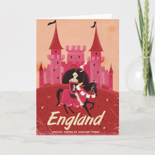 England-Schloss und Ritter Vintage-Reiseposter Feiertagskarte