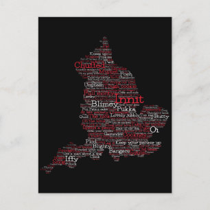 England Slang British Word Art Map Postcard Postkarte