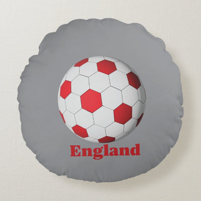 England Soccer Rundes Kissen (Vorderseite)