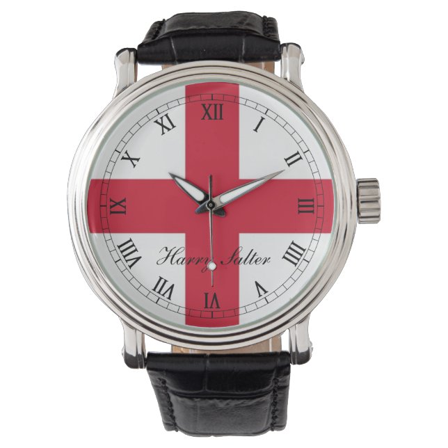 England, St Georges Cross Flag. Armbanduhr (Vorderseite)