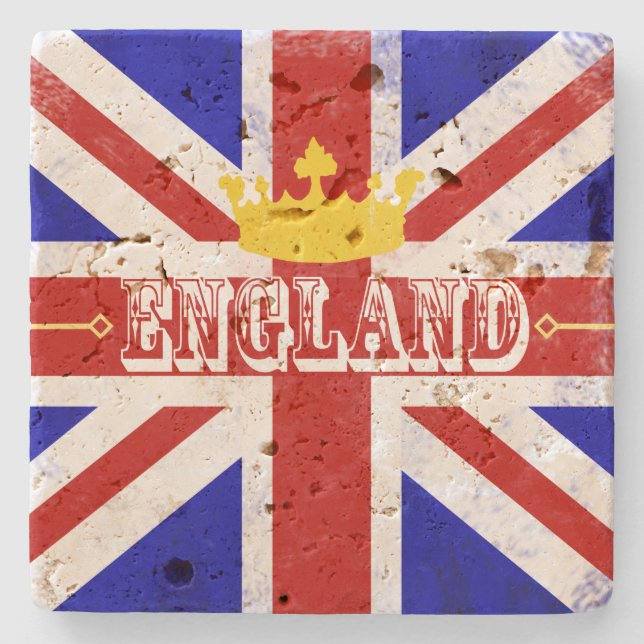England Union Jack British Themed Distressed Flag Steinuntersetzer (Vorderseite)