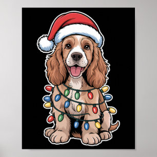Engländer Er Spaniel wackelte in Weihnachtslicht Poster