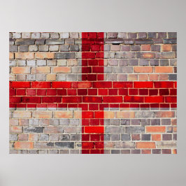 Englandflagge an einer Ziegelmauer Poster