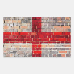 Englandflagge an einer Ziegelmauer Rechteckiger Aufkleber