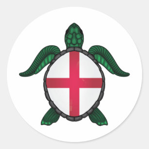 Englands Meeresschildkrötenflagge Runder Aufkleber