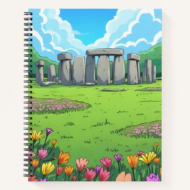 Englands Stonehenge im Frühling Notizbuch (Vorderseite)