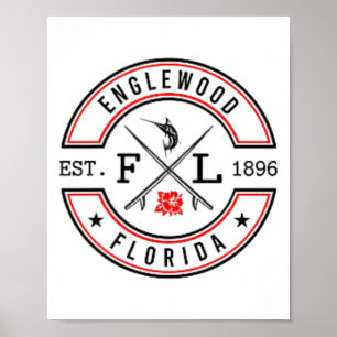 Englewood Florida Fl Retro-Surfer Strandnah Und Poster