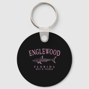 Englewood Florida Hai Retro nk Kunst Angeln Schlüsselanhänger