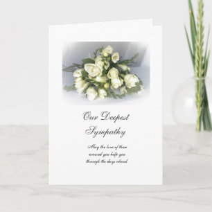 Englisch: Beileid white freesias & Rose Karte