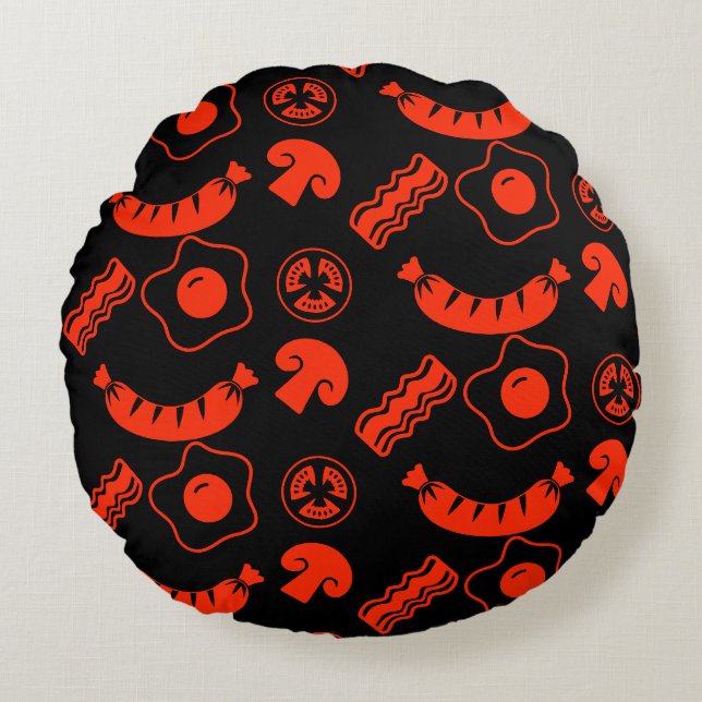 Englisch Breakfast Pattern Rundes Kissen (Vorderseite)