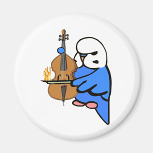 Englisch Budgie spielt Bass-Cello Magnet