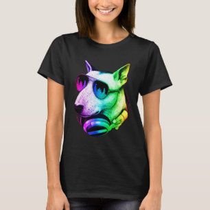 Englisch Bull Terrier DJ Kopfhörer Retro Musik Hun T-Shirt