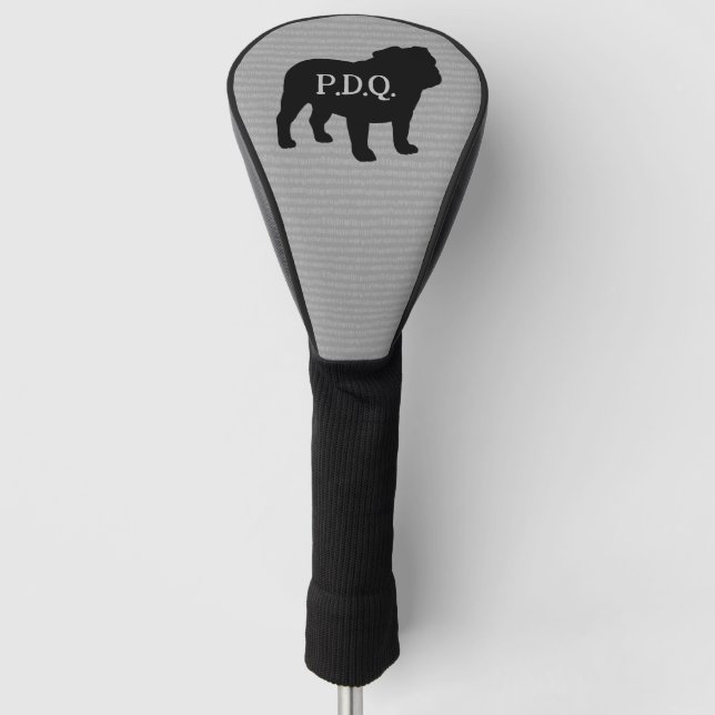 Englisch Bulldog Hund brütet Silhouette Custom Tex Golf Headcover (Vorderseite)