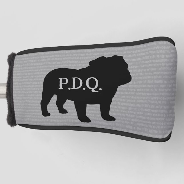 Englisch Bulldog Hund brütet Silhouette Custom Tex Golf Headcover (Vorderseite)
