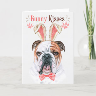 Englisch Bulldog in Bunny Ears für Ostern Feiertagskarte