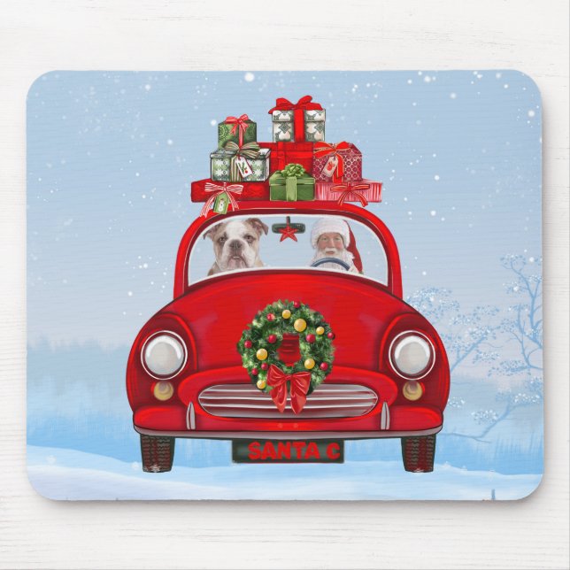Englisch Bulldog in Car mit dem Weihnachtsmann Mousepad (Vorne)