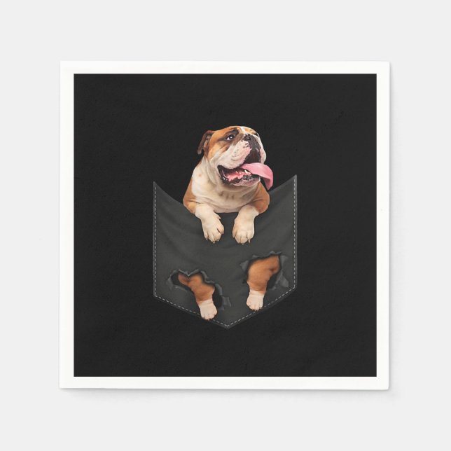 Englisch Bulldog in your Pocket Hunde Liebhaber Serviette (Vorderseite)