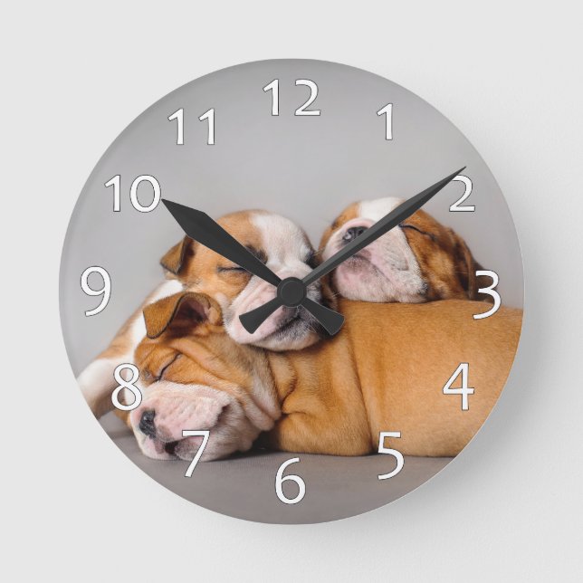 Englisch-Bulldog schlafen Runde Wanduhr (Vorderseite)