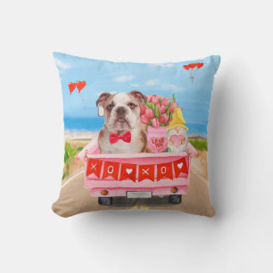Englisch Bulldog Valentine's Day Lkw Herz Kissen