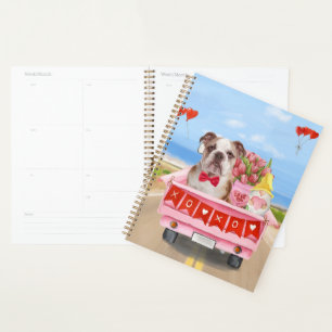 Englisch Bulldog Valentine's Day Lkw Herz Planer