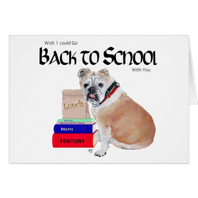 Englisch Bulldog zurück in die Schule (Vorderseite (Horizontal))
