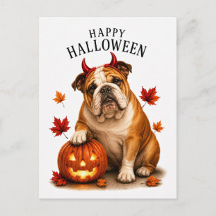 Englisch Bulldogge Halloween Postkarte