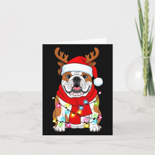 Englisch Bulldogge Hund Baum Weihnachtslichter Xma Karte