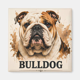 Englisch Bulldogge Klassisches Hundeportrait Kunst Magnet
