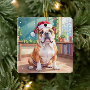 Englisch Bulldogge Lehrer Klassenzimmer Weihnachts Keramikornament