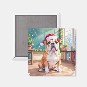 Englisch Bulldogge Lehrer Klassenzimmer Weihnachts Magnet