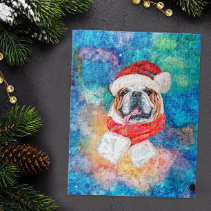 Englisch Bulldogge Rasse Hund Weihnachten