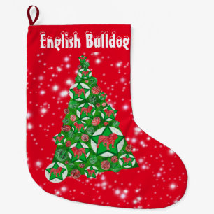 Englisch Bulldogge Weihnachten Große Baumdekoratio Großer Weihnachtsstrumpf