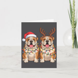 Englisch Bulldogge Weihnachten Santa Hut Rentier L Karte