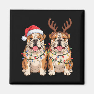 Englisch Bulldogge Weihnachten Santa Hut Rentier L Magnet