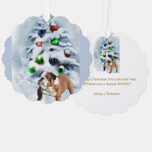 Englisch Bulldogge Weihnachtsgeschenke Ornament Karte