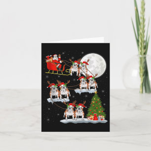 Englisch Bulldogge Weihnachtsmann Schlitten Fliege Karte