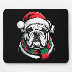 Englisch Bulldogge Xmas Santa Hut F Weihnachtskost Mousepad