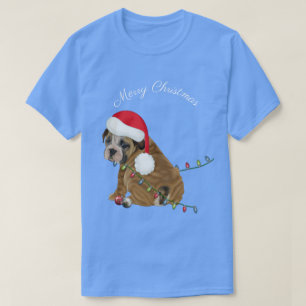 Englisch Bulldoggen-Welpe Weihnachten T-Shirt